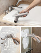 HOTO Handheld Short-Handle Electric Spin Scrubber, IPX7 Waterproof Cordless Scrubber Brush, Bathroom Cleaning Brush, Max 22 in-lb, with 9 Brush Heads for Bathroom, Shower, Kitchen, Sink, Tile