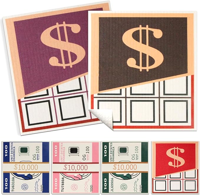 6 Packs Swedish Kitchen Dish Cloths - Reusable Paper Towels for Counters & Dishes - Eco-Friendly Cellulose Sponge Cloth - Assorted (US Dollar)