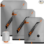 Vacbird Rechargeable Wireless Pump Travel Storage Bags Set - Portable Space Saver Bags for Travel & Home - Vacuum Compression Packing Seal for Clothes, Blankets, Seasonal Storage 15 Combo Set