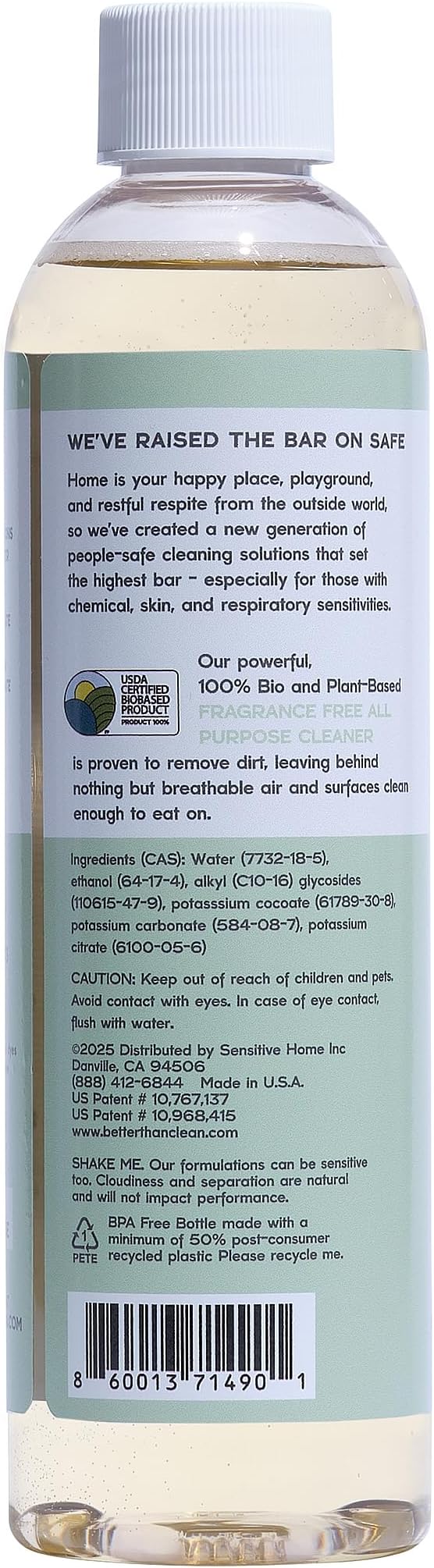Better Than Clean™ All Purpose Cleaner Concentrate – Fragrance Free, Plant-Based, Non-Toxic, Multi-Surface Cleaner for Granite, Marble, Stone & More – 8oz Makes 4 Bottles