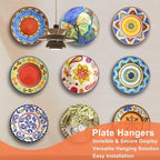 Plate Hangers for The Wall - Stainless Steel Invisible Heavy Duty Wire Plate Holder for 6-8 Inch Decorative Plates, Art Plates & Ceramic Plates with Wall Hooks
