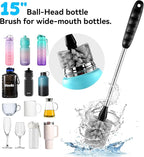 4 Pack Bottle Brush Cleaning Set, Including Long Handle Water Bottle Brush and 3 in 1 Cup Lid Cleaning Brush, Straw Cleaner Brush Washing for Baby Bottles, Tumblers, Glasses