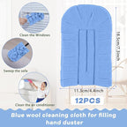 Zubebe 12 Pcs Duster Refill Reusable Fleece Duster Refills Feather Flat Dusters Multi Surface Washable Cleaning Pads Tools for Home, Blinds, Car, Pet, Furniture, Fans (Blue)
