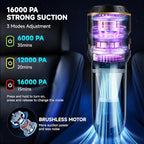 Handheld Vacuum Cordless, Car Vacuum Cleaner with Brushless Motor, Strong Suction Vacuum & Compressed Air Dusters with LED Light, Wireless Mini Portable Hand Vacuum Blower for Home, Pet (Black)