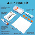 Glasses Cleaner Kit Eyeglass Cleaner, Anti Fog Spray with Microfiber Lens Cleaning Cloth, Glasses Repair Tool with Screws, Portable Travel Eyeglasses Cleaning Kit with Case, White