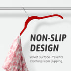 SIshynio 30 Pack Velvet Hangers – Non-Slip Slim Clothes Hangers with 360° Swivel Hook, Heavy Duty Flocked Shirt Hangers for Dresses, Suits, Blouses, Coats(Red)