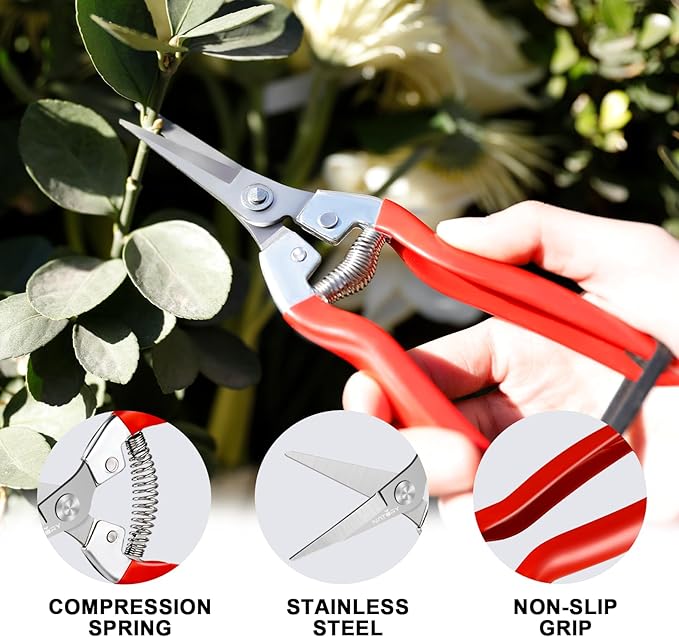 Bypass Pruning Shears Set with Garden Snips and Soil Moisture Meter – Premium Titanium Pruning Shears Heavy Duty, Micro-Tip Flower Shears – Professional Pruning Shears for Gardening