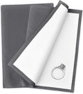 SEVENWELL 2pcs Jewelry Polishing Cleaning Cloth Large 10'' x 12'' for Sterling Silver Jewelry Gold, Diamond, Platinum, Precious Stones, Coins (Gray)