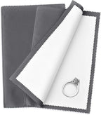 SEVENWELL 2pcs Jewelry Polishing Cleaning Cloth Large 10'' x 12'' for Sterling Silver Jewelry Gold, Diamond, Platinum, Precious Stones, Coins (Gray)
