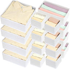 Fordonral 16 Pack Drawer Organizer Clothes, Foldable Fabric Dresser Organizer Closet Organizers and Storage Box for Underwear,Folded Clothes,Baby Clothing,Socks,Bra,Towels,Ties(White)