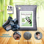 Activated Charcoal Odor Absorber for Strong Odor in Basement, Cars, Closets, Smoke, Shoes. 16 Pack Bamboo Charcoal Air Purifying Bags Deodorizer Odor Eliminator for Home