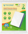 TICONN 2PK Plastic Mattress Bag for Moving Storage, Waterproof Mattress Protector Cover, Heavy-Duty Mattress Moving Supplies (4 mil, Full)