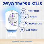 Zevo Flying Insect Trap & Cartridge - Plug in Fly Trap & Indoor Bug Catcher for Gnats, House & Fruit Flies - Mess-Free - Use in Any Room - Uses Blue & UV Light (1 Plug in Device & 1 Cartridge)