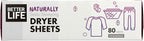 Better Life Natural Dryer Sheets, Unscented, 80 Count