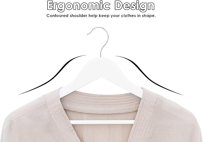 StorageWorks White Wooden Hangers 20 Pack, Heavy Duty Wood Hangers for Closet, Clothes Hangers for Coats, Bridesmaid Suits, Wedding Dress