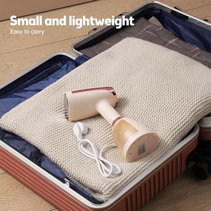 Handheld Steamer for Clothes 1500W 20s Heatup Fabric Wrinkles Remover Portable Handheld Garment Steamer with Removable Water Tank and Fabric Brush Steamer for Garments(champagne)