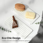 2PCS Diatomite Quick Stone Drying Tray Mat for Bathroom & Kitchen Counter, Instant Dry Water Absorbent Drink Bar Coasters,Vanity Sink Caddy Organizer,Dish Soap Sponge Holder, Ivory,8"x3.8"