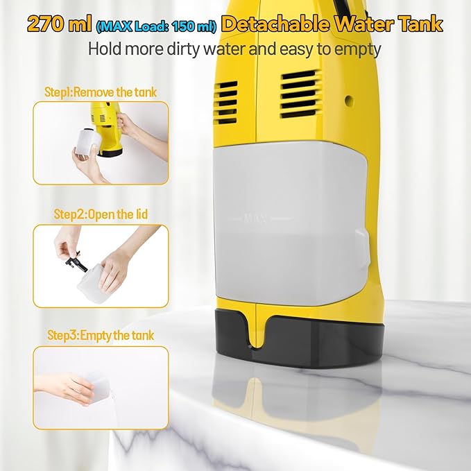 Rechargeable Window Vac, Electric Window Vacuum Squeegee, with 11 in. and 6.7 in. Squeegee Blades, Cordless Window Vacuum Cleaner Set for Cleaning Windows, Shower Doors, Mirrors, Tiles