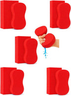 Multi-Purpose Sponges for Cleaning - Red 10 Pack, Large Sponges for Car Washing, Tile & Grout, Bulk Pack Sponge