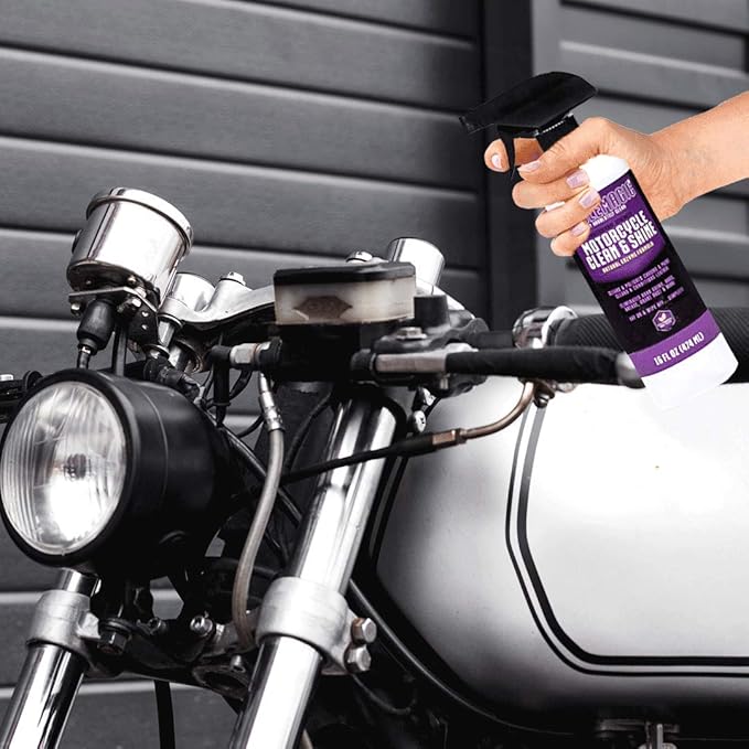 CycleMagic Motorcycle Clean and Shine Motorcycle Cleaner & Conditioner, Chrome Cleaner, Leather Cleaner, Paint | Eliminates Grime, Brake Cleaner, Dirt & Debris (32oz Spray Bottle (Save 25%))