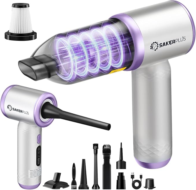 Mini Vacuum Cleaner, 3 in 1 Cordless Handheld Vacuum Cleaners, 18000Pa High Power Car Vacuum Cleaner with Brushless Motor,Adjustable Car Vaccum Portable for Cars,Desktop-DBS03 (Sliver and Purple)