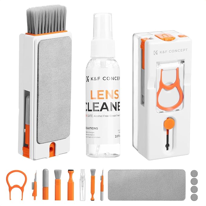 K&F CONCEPT Newly Upgraded 11-in-1 Keyboard Cleaning Kit with Extra 60ml Cleaner - Multifunction Electronic Device Cleaner Set for Cell Phone Tablet PC Camera Keyboard Earbud