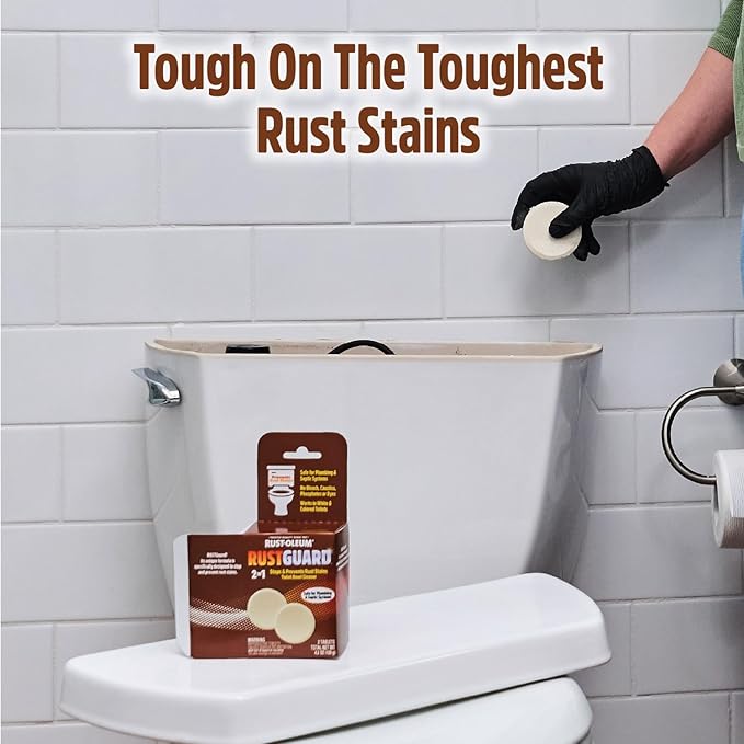 Rust-Oleum RustGuard Rust Stain Remover | Heavy-Duty Iron Stain Remover & Toilet Bowl Cleaner For White & Colored Toilets | 2 Tablet Box (Pack of 6)