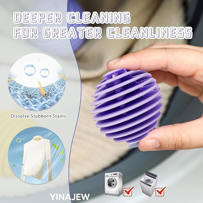 Reusable Dryer Balls Anti Static, 6 PCS Laundry Agitator Balls for Laundry, Non-Toxic Washing Balls Tangle Free for Washer, Softens Fabrics, Prevents Tangles, Enhances Cleaning (Large)