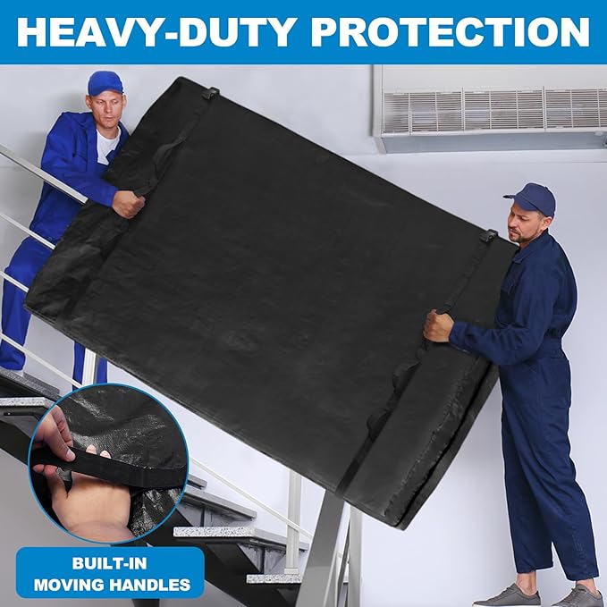 TICONN Mattress Bags for Moving, Heavy Duty King Mattress Cover Storage Bag with Full-Around Handle and Adjustable Buckles (Black, King)