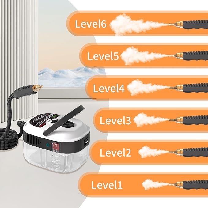 Handheld Pressurized Steam Cleaner,2500W Handheld High Temp Portable Cleaning Machine, Cleaning for Couch, Auto, Floor and More (White)