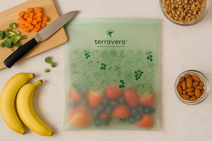 Compostable Trash Bags with Handles | BPI & OK Home Certified ASTM D6400 Standards | Heavy Duty Kitchen & Yard Waste Bags (13 Gallon Flat Top (50 Count) with Gallon Freezer Bags (50 Count))