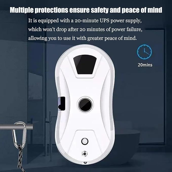 Lntelligent Water Spraying Window Cleaning Robot Fully Automatic AI Path Planning Remote Control Glass Cleaning Robot 3 Cleaning Modes Anti Slip System (White)