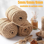 Jute Twine String 6mm x 328FT – Heavy Duty Natural Garden Twine for Crafts, Cat Scratching Posts, Packaging & DIY