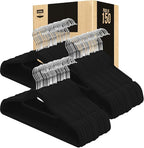 Utopia Home Premium Velvet Hangers 150 Pack - Non-Slip Clothes Hanger with Tie Bar - Black Hangers with 360 Degree Rotatable Hook - Heavy Duty Coat Hanger