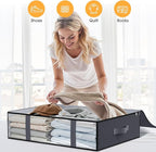 StorageRight Under Bed Storage Bags 2 Pack, 40L Large Clothes & Comforter Storage Containers with Clear Window, Breathable Fabric Organizer for Blankets, Bedding, Seasonal Clothing, Grey
