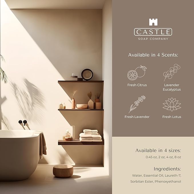 Castle Flush Therapy Neutralizing Toilet Spray | Odor Control: Mist Over the Water Surface, Go, Then Flush | Bathroom Freshening | Neutralizes Odors at the Source | Fresh Lavender | 0.45 oz (2 Pack)