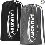 Sylfairy 2 Pack XL Laundry Bag with Strap,Heavy Duty Travel Laundry Bag,Rip-Stop Dirty Clothes Shoulder Bag with Drawstring,Easy Fit a Laundry Hamper or Basket Travel Essentials