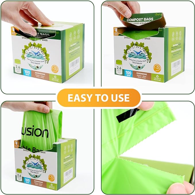 Compostable Trash Bags for Kitchen Compost Bin 1.2 Gallon,150 Count,Compost Bags Small for Food Scrap Waste Bags for Countertop Bin Certified by BPI,ASTM D6400 and OK Compost