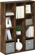 Furinno Luder 11-Cube Open Shelf Bookcase, Bookshelf, Amber Pine
