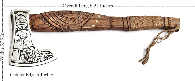Pair of Viking Axes – Forged High Carbon Steel Norse Bearded Axes | Balanced Throwing Hatchets | Handcrafted Ash Wood Shaft | Sheaths Included | Odin Style Gifts for Men