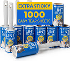 DELOMO Lint Roller 1,000 Sheets (5 Rollers + 5 Refills) - Lint Rollers for Pet Hair Extra Sticky, Mega Value Pet Hair Removal Tool for Clothes/Couch/Furniture/Car - Ideal for Pet Owners