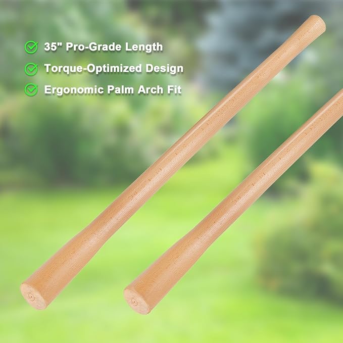 Docik 2 Pcs Pick Axe Handle Replacement, Pick Mattock Handle, Beech Wood, 35 Inch