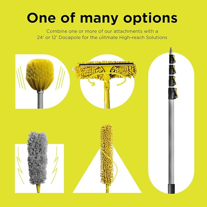 DOCA Telescoping Pole Attachment - Extension Pole for Cleaning, Feather Duster, Window Washing Kit, Paint Roller, Window Squeegee - High Reach Extendable Kit for Indoor & Outdoor - Cobweb Duster