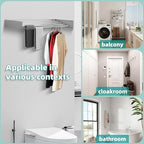 Laundry Drying Rack Collapsible, Wall Mounted Clothes Drying Rack. 39.37" Wide, 19.3 Linear Ft, 5 Aluminum Rods, with Wall Template, Screwdriver Bit (White 40')