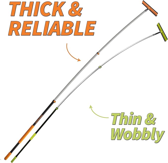 5-30 ft Window Washer Squeegee Kit with Extension Pole (36+ Foot Reach) // Long Handle Squeegee for Window Cleaning & Car Cleaning Multi-Use//Telescopic Professional Window Cleaning Squeegee for Home