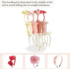 Dahey Headband Holder Organizer Metal 3-Tier Hair Hoop Display Stand Headband Organizer Storage Hair Ropes Accessories Bracelets Bangles Bedroom College Dorm Decor for Girls Women, Gold