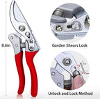 Kynup Pruning Shears, Gardening Scissors, Pruners for Gardening, Garden Grass Clippers Hand Hedge Shears, Heavy Duty Garden Tools(Red)