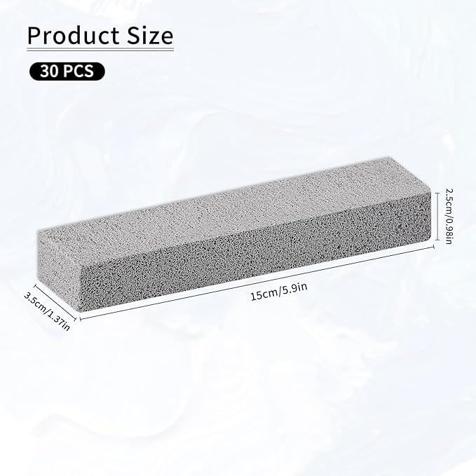 30 PCS Scouring Stick, Pumice Stone for Toilet Bowl Cleaning, Scouring Stick Remove Toilet Bowl Hard Water Rings, Calcium Buildup and Rust Suitable for Cleaning Household Bath Kitchen Pool Stove Grill