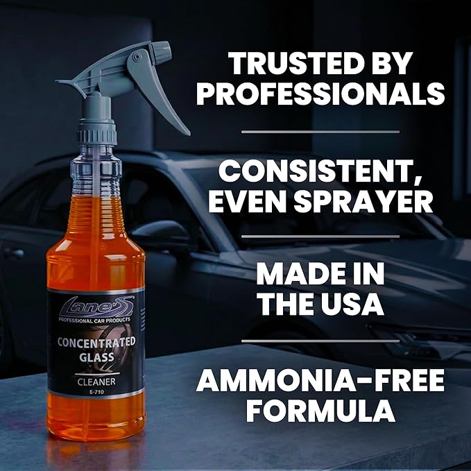 LANE'S Concentrated Auto Glass Cleaner | Tint-Safe Car Windshield, Window Cleaner | Removes Automotive Smoke Film, Fingerprints, & Smudges | Streak-Free, Safe for All Glasses | 32oz, 2 Pack