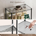 Golpart 4 Tier Shelves Storage Shelf Wire Closet Bathroom Organizers Metal Pantry Kitchen Garage Shelving Unit Laundry Room Organization Home Rack Net Basket Black with Wheels 14”D X 24”W X 48.9”H